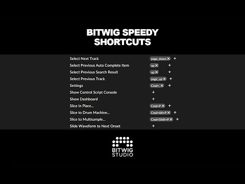 Bitwig Speedy Shortcuts