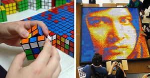 Artist Creates Giant Portraits of Famous Faces With Thousands of Rubik’s Cubes