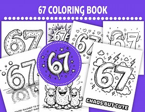 67 Coloring Book: Simple Coloring Book for Teens With Quirky Number 67 Art, Printable PDF - Etsy