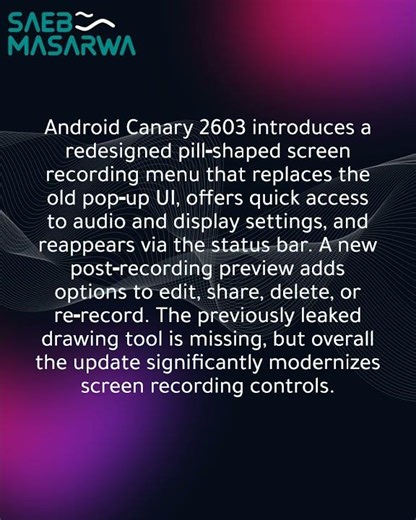 Android Canary 2603 debuts a new pill-shaped redesign for the screen recording menu