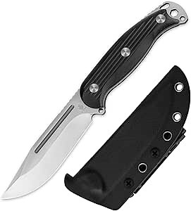 Kizer Ursa Major Fixed Blade Knife, 4.43" AEB-L Blade Hunting Survival Knife with Ergonomic Black G10 Handle, Full Tang EDC Camping Knives with Sheath & Hexagon Hole for Outdoor Activities, 1082A1