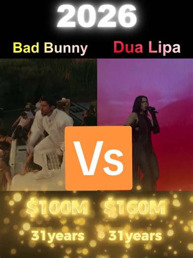 Bad Bunny vs Dua Lips wealth competition let's see who will win #badbunny #badbunnyfans #Wealth #dualipa #dualipafans