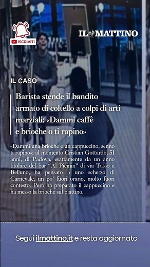 «Dammi caffè e brioche o ti rapino»: barista stende il bandito armato di coltello