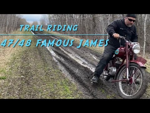 Trail riding my 1947 /48 Famous James motorcycle . 122cc of british 2 stroke power!! #mud #vintage