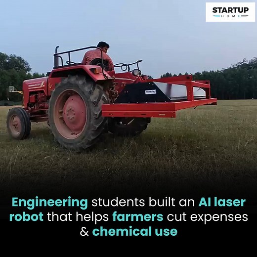 Startup Home on Instagram: "Founder of Harvested Robotics, Rahul Arepaka (22), built Rakshak, an AI-powered laser-weeding robot that combats weeds without harming the crops. He is now using it to help farmers earn more. Rahul — now in the final year of computer science engineering — participated in many robotics competitions with his friends, including the World Robotics Olympiad. “We were building farming robots and realised that weeds are a huge problem. During internships at companies like Fa