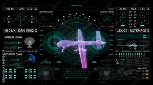Military drone HUD interface screen. High quality 4k footage