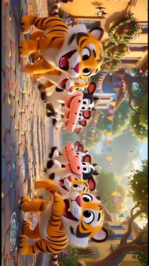 Cow vs Tiger Dance Battle 🐄🐅 | Funny Animal Animation#shorts #animation#trending