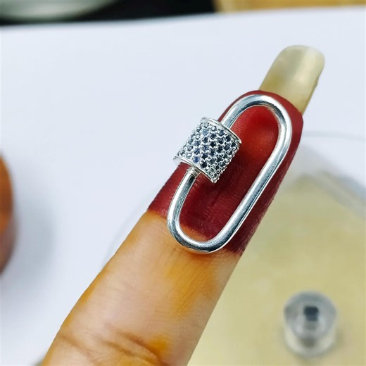 Silver Carabiner Lock With A Pavé-set Section of Stones 925 Sterling Silver Lab-grown Sapphire Lock Designs Carabiner Lock Small Silver Lock - Etsy
