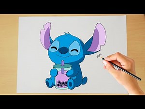 How to draw Stitch with Boba | Step by step tutorial | Stitch and Lilo