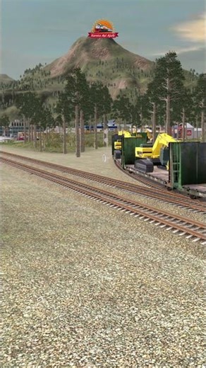 kereta api pembawa excavator melintasi rel sibuk | trainz simulator 2019