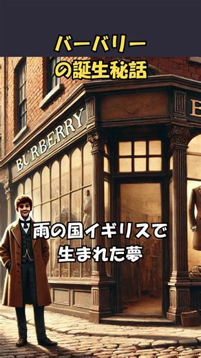バーバリー誕生秘話：雨の国イギリスで生まれた夢 1835年、トーマス・バーバリーが生まれ、1856年にバーバリーを創業するまでの物語をご紹介します。雨の多いイギリスで実用的な衣服を求めた彼の挑戦と、地元の支えがブランドの歴史を動かしました。#cahtgpt #歴史あるブランド #歴史 #ブランド誕生