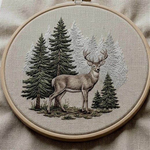 Woodland Deer Embroidery Pattern, Forest Animal Hoop Art (digital Download) - Etsy