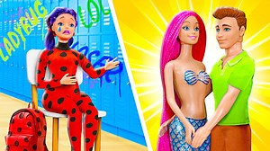 Ladybug and mermaid doll transformation challenge
