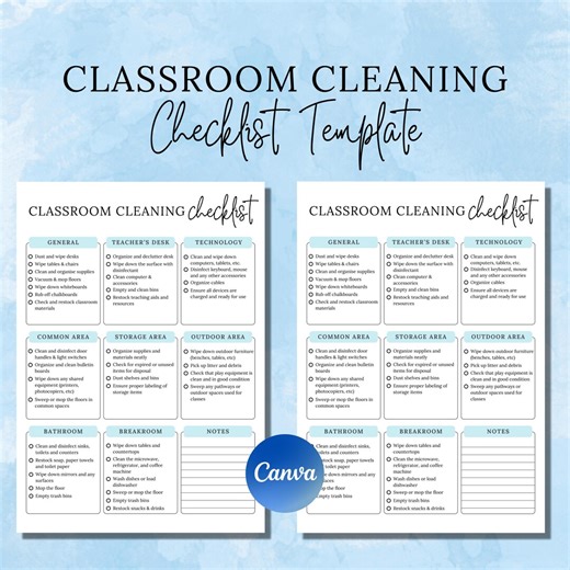 Classroom Cleaning Checklist | Cleaning Checklist | Classroom Cleaning | School Day Routine | Daycare Cleaning Childcare Cleaning Checklist - Etsy