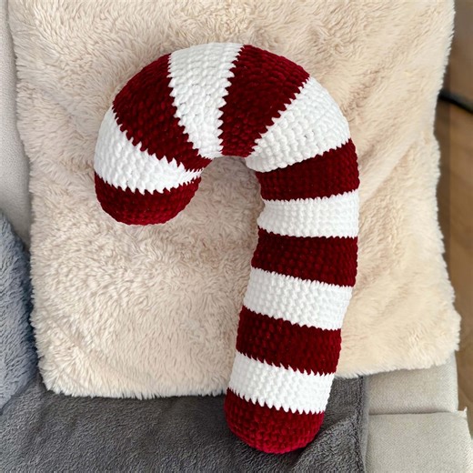Candy Cane (pillow) Crochet Pattern | No Sew | Candy Cane Pillow Crochet Instructions - Etsy