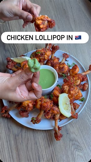 🔥 Craving that true Delhi-style Chicken Lollipop in Australia? 🇮🇳➡️🇦🇺 Finally made it at home — crispy outside, juicy inside, and bursting with that perfect desi street-style flavour! 🤤🍗 Trust me, this recipe is pure nostalgia on a plate! ❤️ Ingredients: Chicken Lollipops : 3 kg Ginger paste: 2 tbsp Garlic paste: 4 tbsp Salt to taste Black salt: 1 tsp Red chilli powder: 3 tbsp Cumin powder: 2 tsp Red food colour: 1/4 tsp( optional) Chickpea flour: 6 tbsp Cornflour: 4 tbsp Carom seeds: 1 t