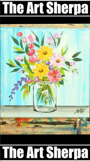 Vase of flowers acrylic painting #painting #theartsherpa #art #acrylicAugust #shorts