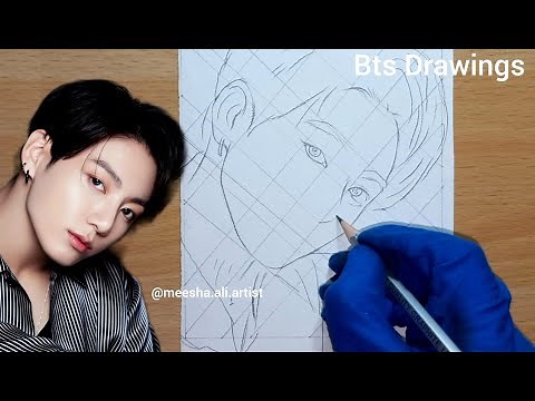 BTS Jungkook Drawing Step by Step || Outline Tutorial For Beginners || BTS Drawings |방탄소년단