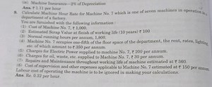 (ix) Machine Insurance- 2% of DepreciationAns. 1111 per hour... | Filo