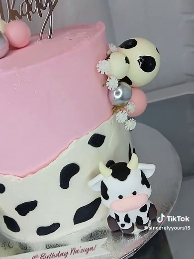 Personalized Pink Cowprint Baby Cake
