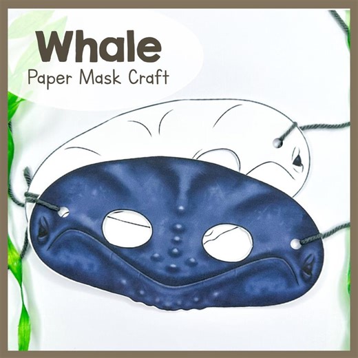 Printable WHALE Mask Template | DIY Paper Craft & Ocean Animal PDF | Kids Birthday Party Favor and Creative Activity – Instant Download - Etsy