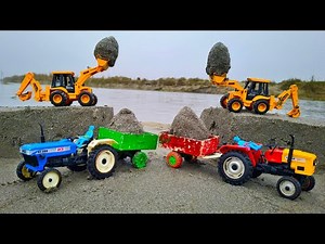 JCB 3DX And JCB5CX Backhoe Fully Loading Sand HMT 5911 And ACE DI-350 Tractor Trolley Loading | Toys
