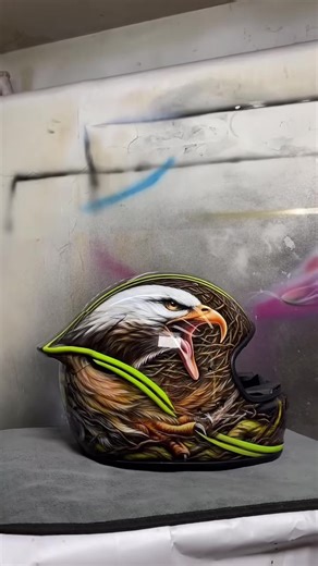 Custom Airbrush Eagle Design on Helmet