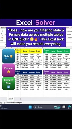 1-Click Multiple Table Control in Excel