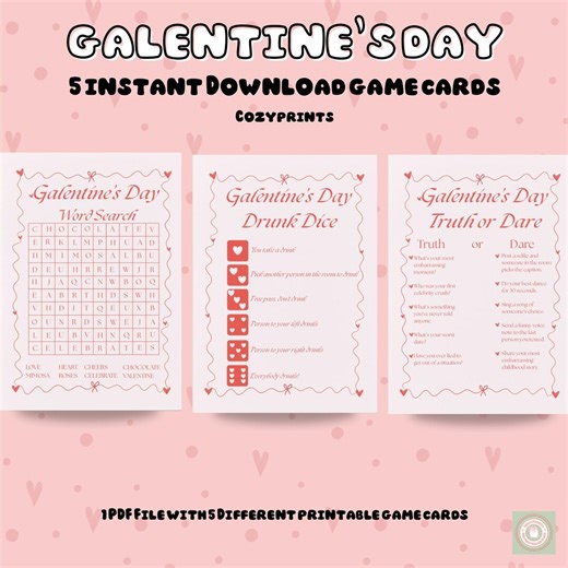 Galentine’s Day Games Printable | 5 Girls Night Party Games | Instant Download - Etsy