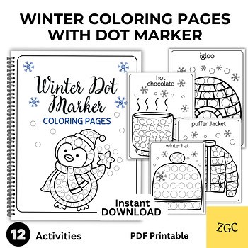 Winter Dot Marker Coloring Pages | Do-a-Dot Printables for Toddlers & Preschool