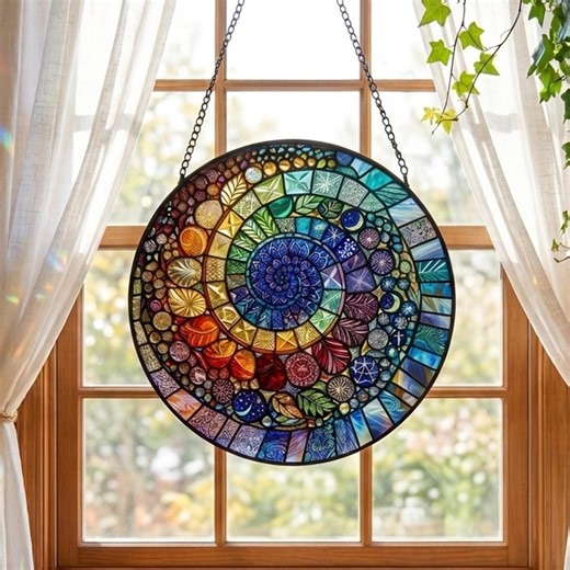 Rainbow Shell Spiral Suncatcher Stained Glass Coastal Beach Gift for Her - Etsy