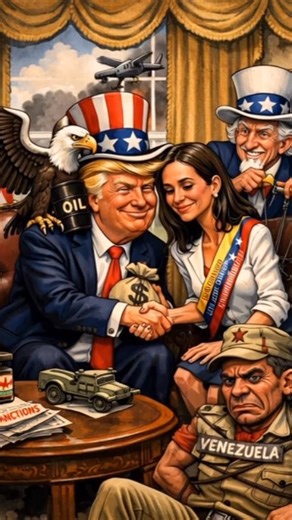 Make Earth Great Again on Instagram: "📸 Sourires officiels. Scène maîtrisée. Peuple hors-champ. Quand Washington “soutient la démocratie”, ça ressemble souvent à une poignée de main sponsorisée et à un pays réduit au silence entre deux sanctions. Les principes sont universels. Le pétrole aussi. Les conséquences, beaucoup moins. 🇺🇸🤝🇻🇪 (Note de bas de page : ceci n’est pas une caricature, c’est une habitude.) #DiplomatieDeSalon #DemocratieExport #Realpolitik #Imperialisme #SanctionsEconomiqu