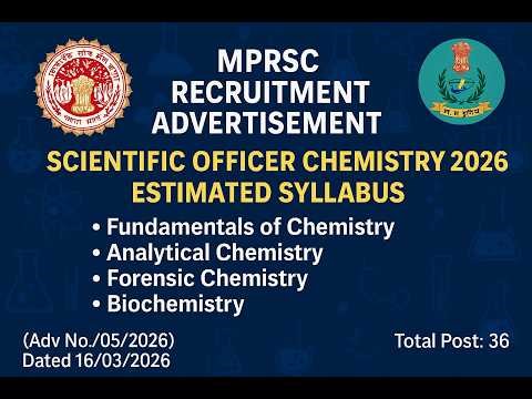 *MPPSC Scientific Officer (Chemistry) 2026* Nev Vacancy
