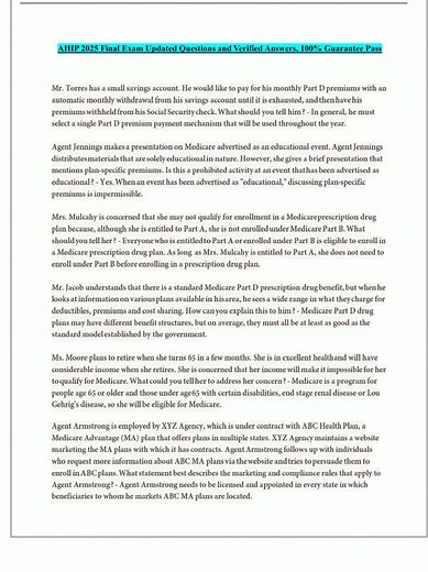 AHIP 2025 Final Exam Questions and Answers