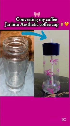 Converting coffee jar into coffee aesthetics mug🧋🧡 #youtubeshorts #shorts #diycrafts