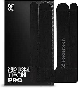 Spidertech Professional Pre-Cut Cotton Kinesiology Tape for Lower Back Pain and Support - for Athletes, Sports Physiotherapists, and Chiropractors, Pain Relief (Black, 4 Pack)