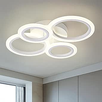 Modern LED Ceiling Light, 4 Rings Flush Mount Ceiling Lighting Fixtures, White LED Ceiling Lamp for Kitchen, Bedroom, Living Room, Laundry Room, 4000K