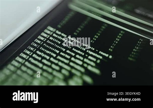 Terminal screen indicating a successful cryptographic key update process Stock Video Footage - Alamy