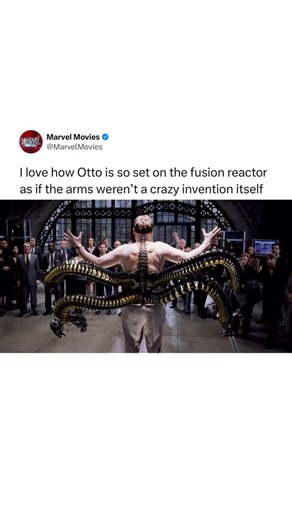 Marvel Movies on Instagram: "Any other movie would have the arms BE the invention he’s presenting 🐙 One of the most underrated parts of Spider-Man 2 is how Sam Raimi establishes Otto Octavius’s genius by making his most iconic feature an afterthought. In any other superhero movie, a scientist presenting four telepathically controlled, AI-augmented mechanical arms would be the climax of their career. But for Otto, those “actuators” were just a secondary invention he built so he wouldn’t have to