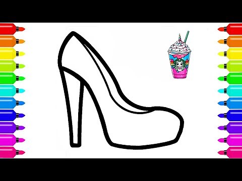 Cómo dibujar y colorear zapatos de tacón para niños y niños pequeños 👠🎨Aprende los colores españoles