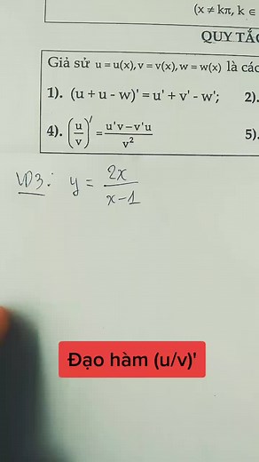 Cách tính đạo hàm dạng u/v và ứng dụng