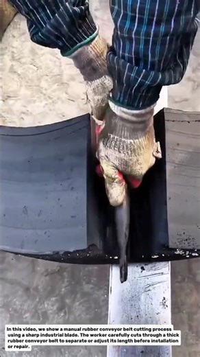 Manual Rubber Conveyor Belt Cutting Process | Industrial Belt Maintenance Technique.