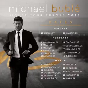 Michael brings his highly anticipated HIGHER TOUR to Europe with stops in 14 countries January through March 2023! Tickets on sale this Friday, September 23rd at 10am. Full list of dates at MichaelBuble.com/Tour | Michael Bublé