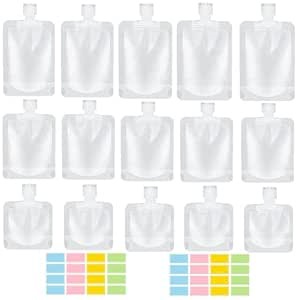 SEQUHITKU 17 Pack Travel Pouches for Toiletries,TSA Approved,Travel Size Portable Containers,Stand Up Pouch,Refillable Travel Accessories for Shampoo Conditioner Lotion Soap Liquids (B-17pcs)