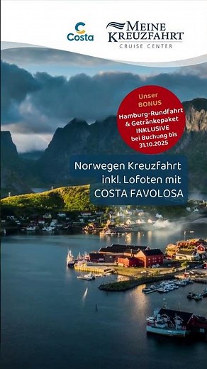 🚢 Costa Favolosa – 13 Tage Nordkap-Kreuzfahrt inkl. Flug