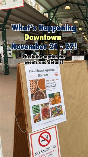 Check out what's going on from November 21-27! 📍 Downtown General Events 📍 11/22 @ 8a-1p Davis Farmers Market Central Park 11/22 @ 4p-6p Saturday at the Patio - Live Music Cloud Forest Cafe 11/22 @ 6p-9p Community Appreciation Celebration Fleet Feet Davis 11/23 @ 10a-4p Craft and Vintage Fair Central Park 11/23 @ 1:30p-4p Davis Bookworms Nashoba Wines 11/25 @ 6p-7p Run Crew Fleet Feet Davis 11/26 @ 12p-5p Pre-Thanksgiving Davis Farmers Market Central Park 11/26 @ 4p-6p KDRT Suds & Sounds Mixer