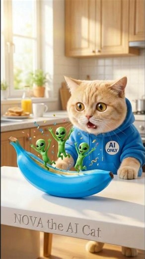 Cat Discovers Alien Party In The Kitchen