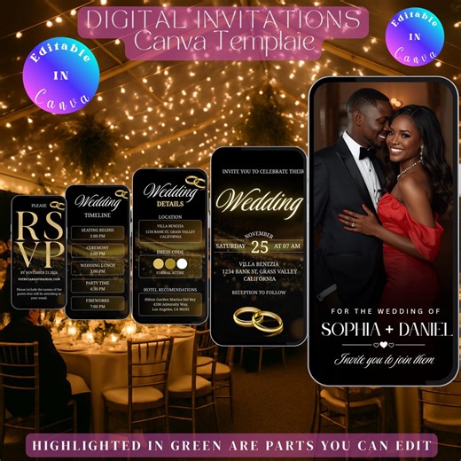 Animated Wedding Invitation Template | Customizable Music RSVP (digital) - Etsy