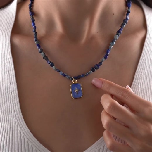 Dainty Lapis Lazuli Choker  Beads Minimalist Healing Bohemian Necklace