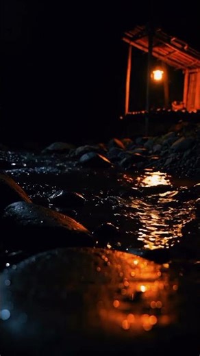 Wet Stone River Reflections | Night Relaxing Sounds